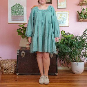 Universal Thread Sage Green Jacquard Mini Swing Dress Size L